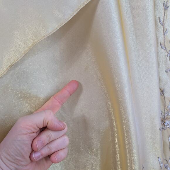 Princess Prom Dress Maxi Ball Gown 10 Yellow Fairy Y2K Beaded Glam Belle Lace - Picture 14 of 16